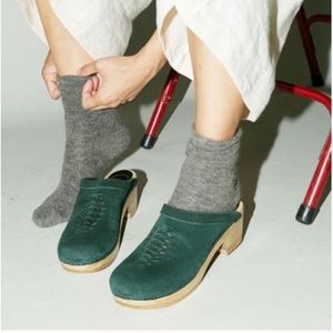 No. 6 Heidi Woven Clog Green Suede 39 / 8